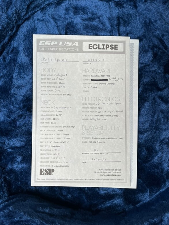 ESP USA Eclipse Purple Sparkle