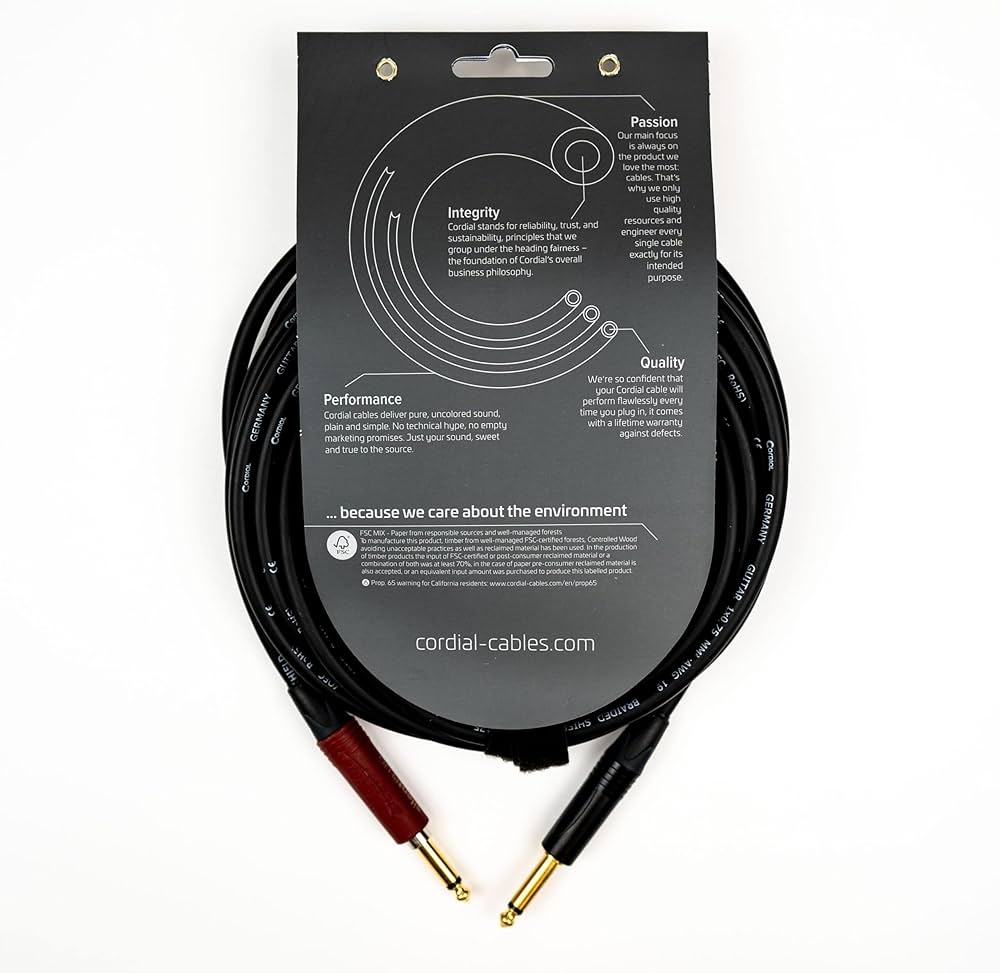 Câble instrument Cordial 6M Coudé/Droit Cordial CSI6RP‑SILENT