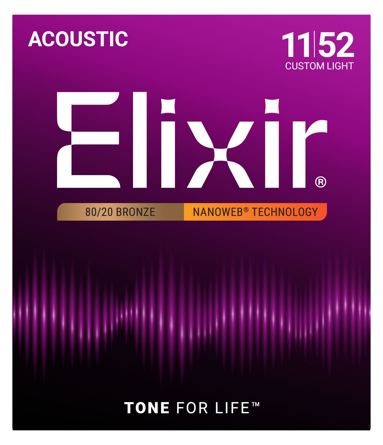 ELIXIR ACOUSTIC NANOWEB 80/20 BRONZE 11‑52 CEL 11027