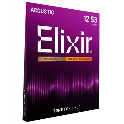ELIXIR ACOUSTIC NANOWEB 80/20 BRONZE 12-53 CEL 11052