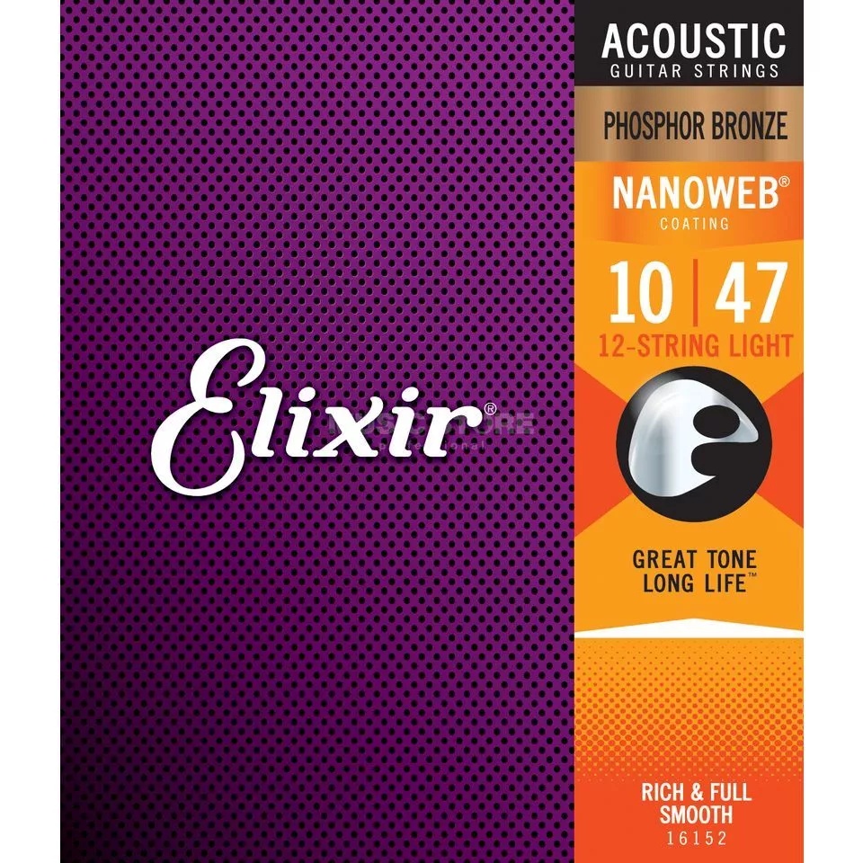 ELIXIR ACOUSTIC NANOWEB PHOSPHOR BRONZE 12-STRINGS 10‑47 CEL 16152