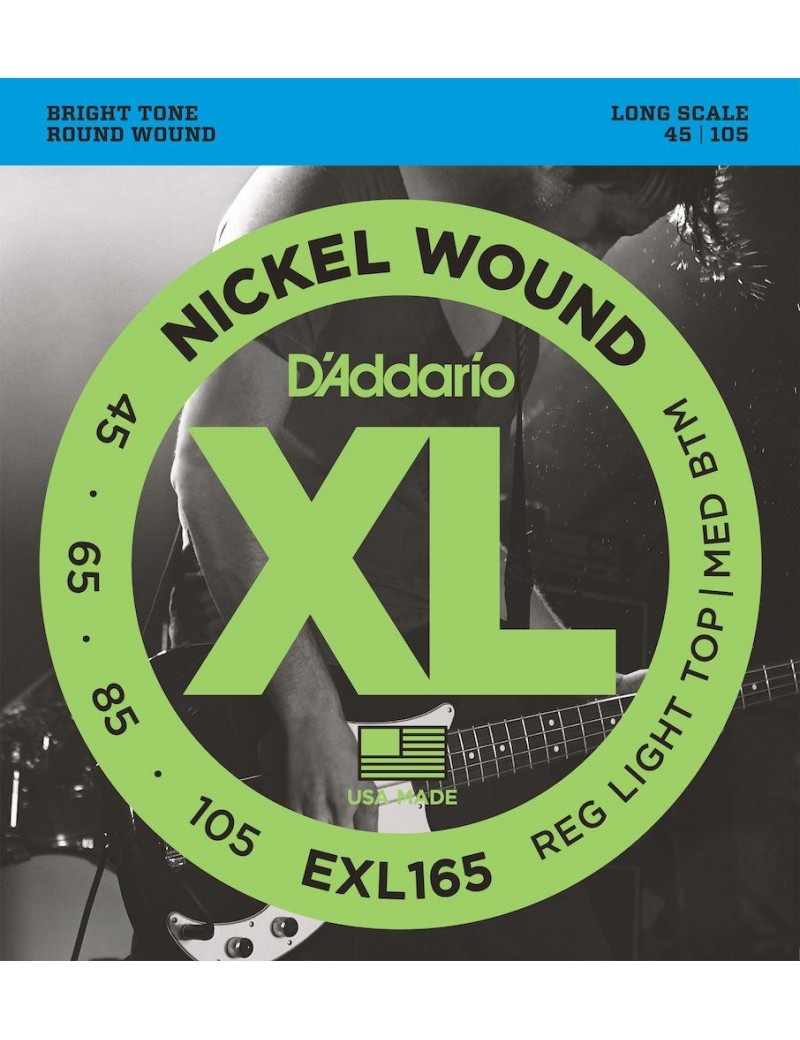 Ensemble de cordes pour basse EXL165 D’Addario (hybride Nickel XL)