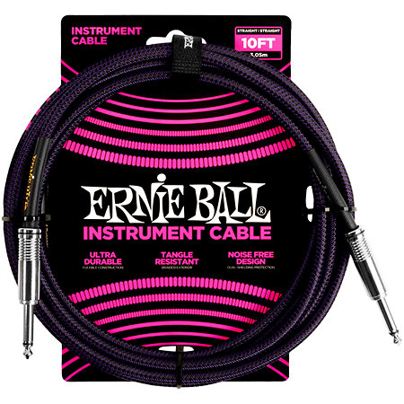 Câble instrument Ernie Ball 6393 Jack/Jack 3 m Noir et Violet