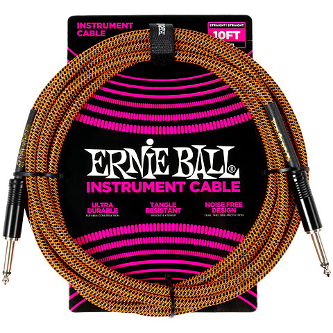 Câble instrument Jack/Jack 3 m orange et noir