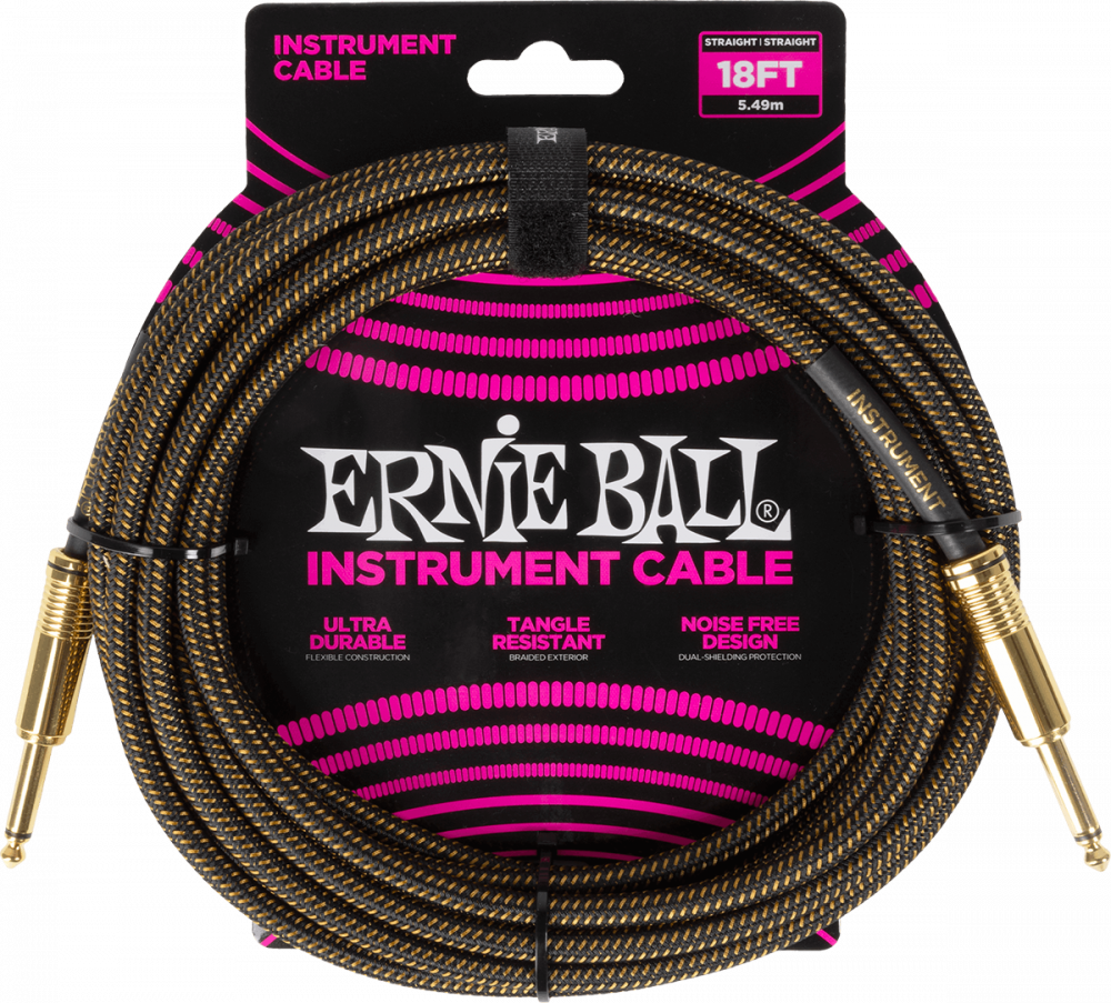 Câble d’instrument tressé Ernie Ball Pay Dirt 5,5 m