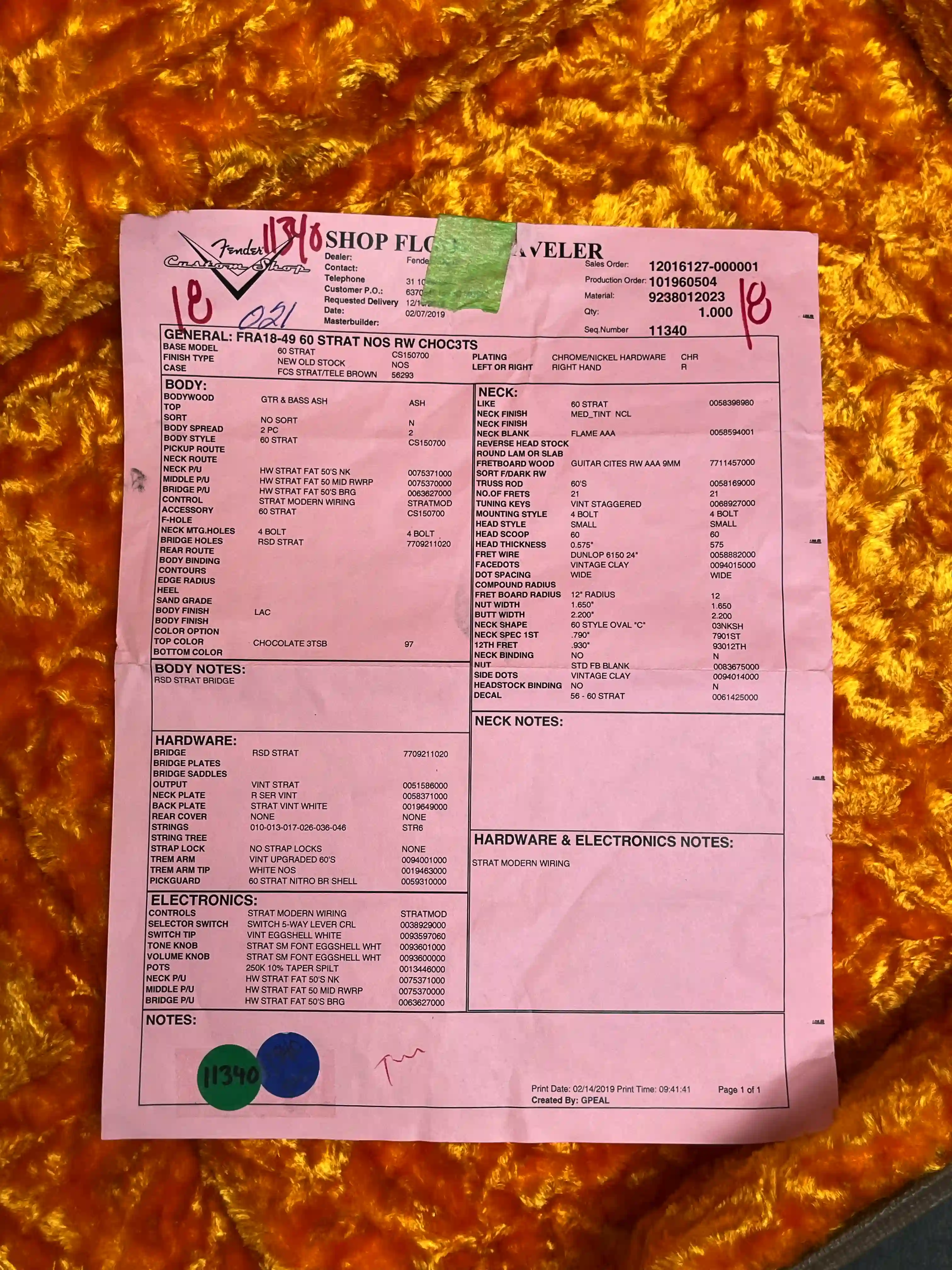 Fender Custom Shop ’60 Stratocaster NOS OCCASION