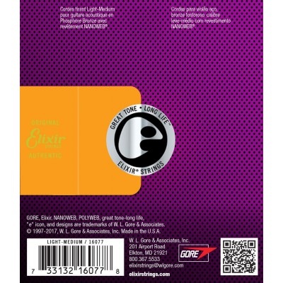 ELIXIR ACOUSTIC NANOWEB PHOSPHOR BRONZE 12‑56 CEL 16077