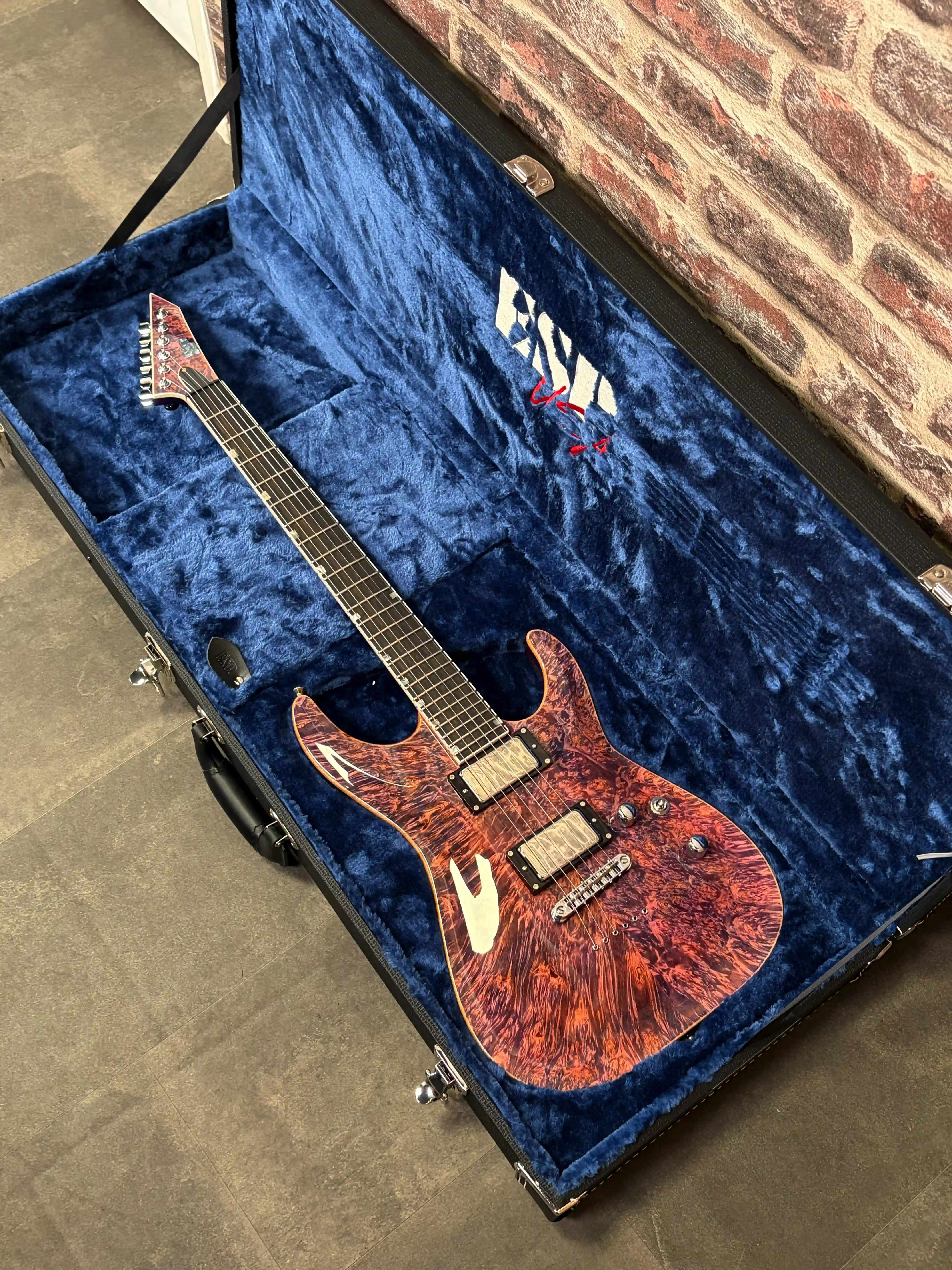 ESP USA Horizon II Limited Edition Burl Maple Rose Carmine #6/12
