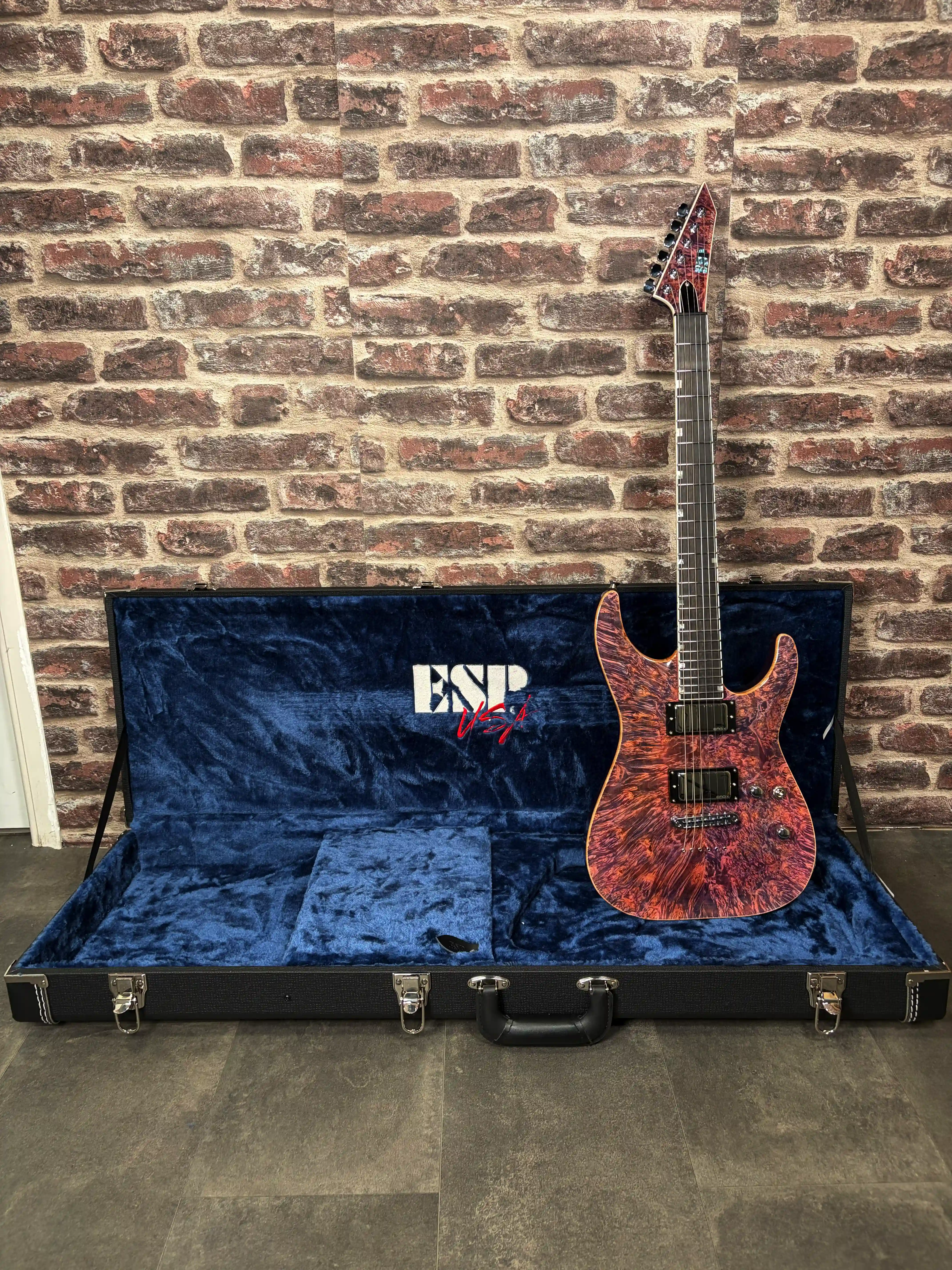 ESP USA Horizon II Limited Edition Burl Maple Rose Carmine #6/12