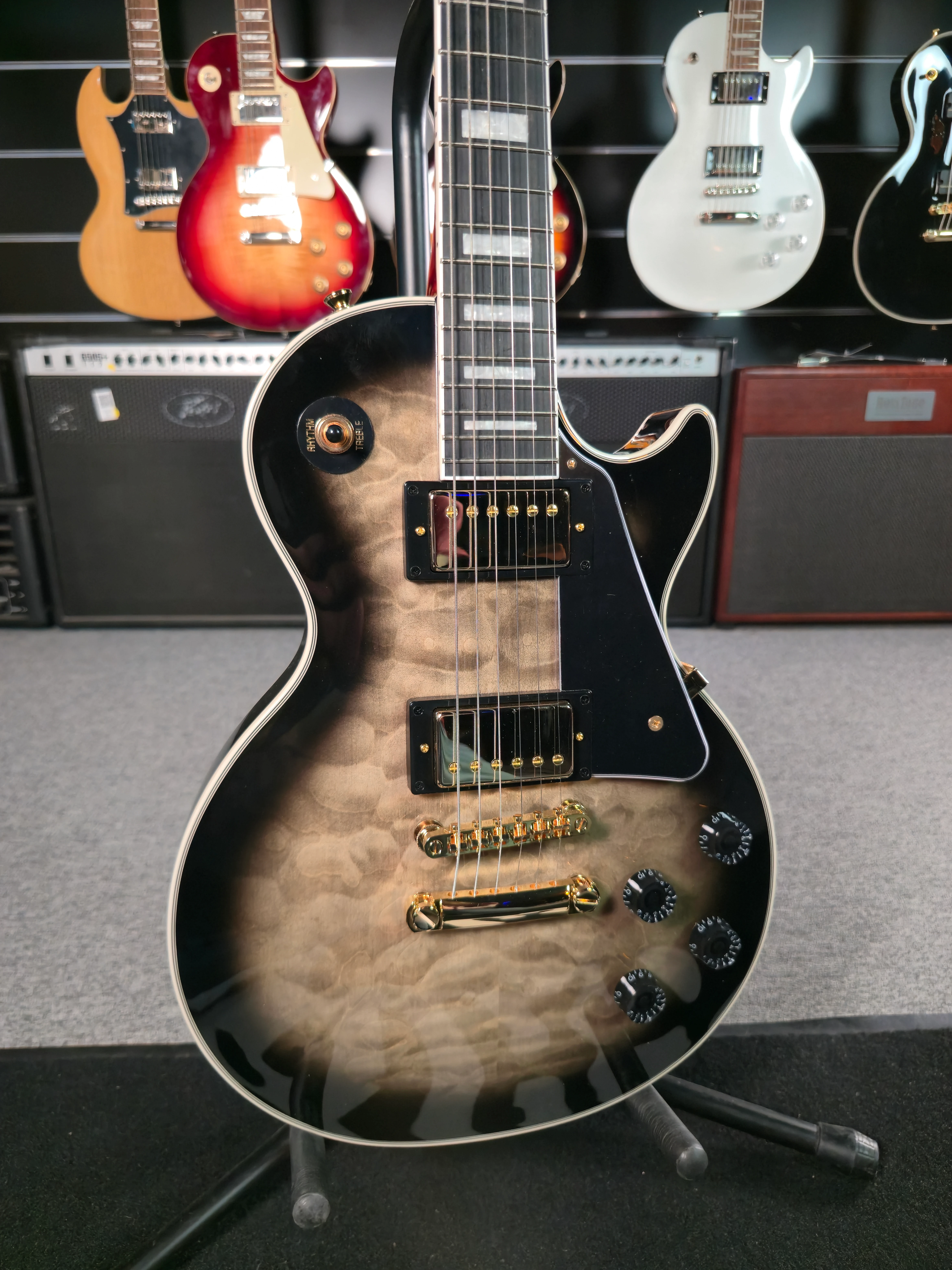 Epiphone Les Paul Custom Quilt Cobra Burst