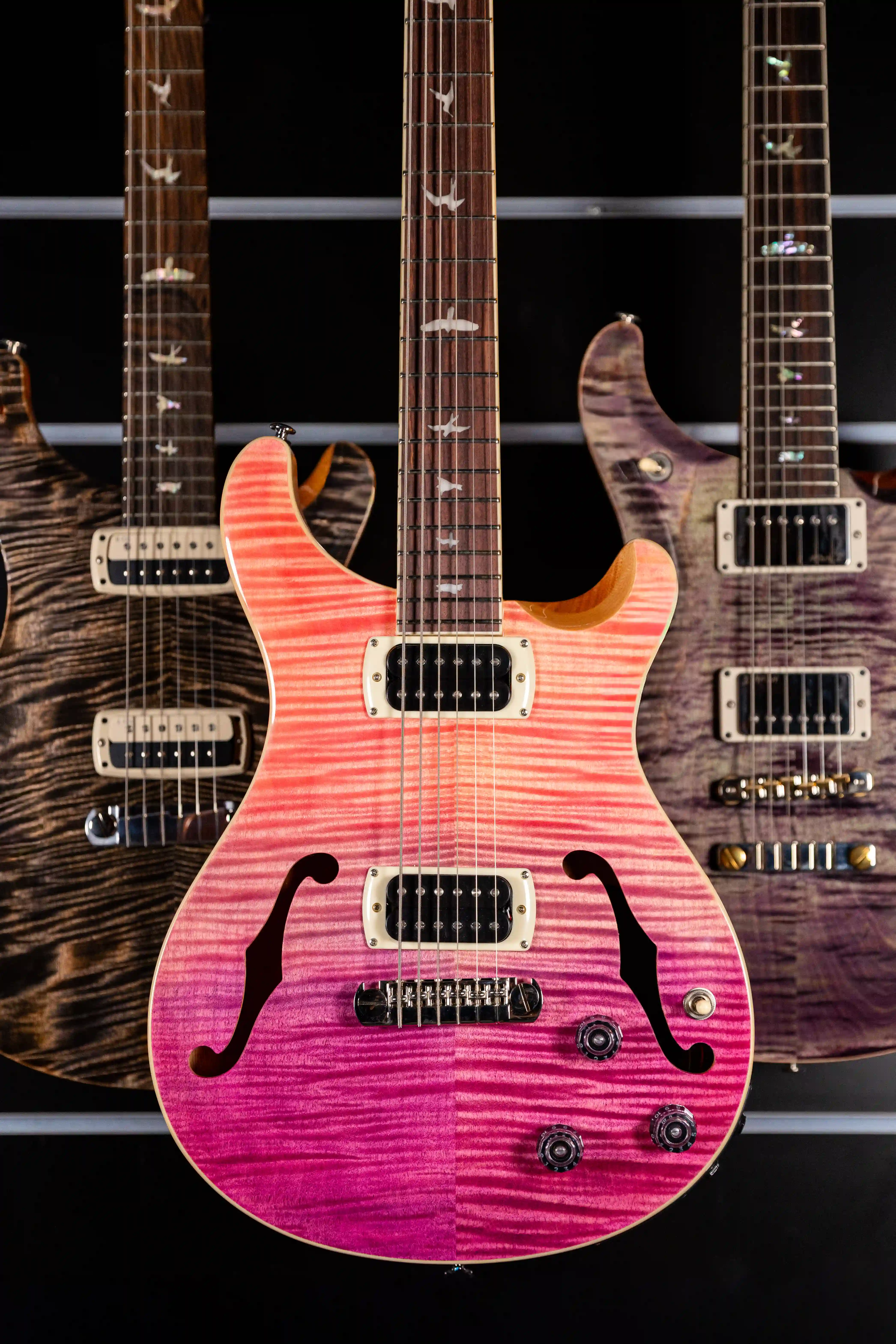 PRS SE Ed Sheeran Pink Ombre Piezzo Baritone Hollowbody