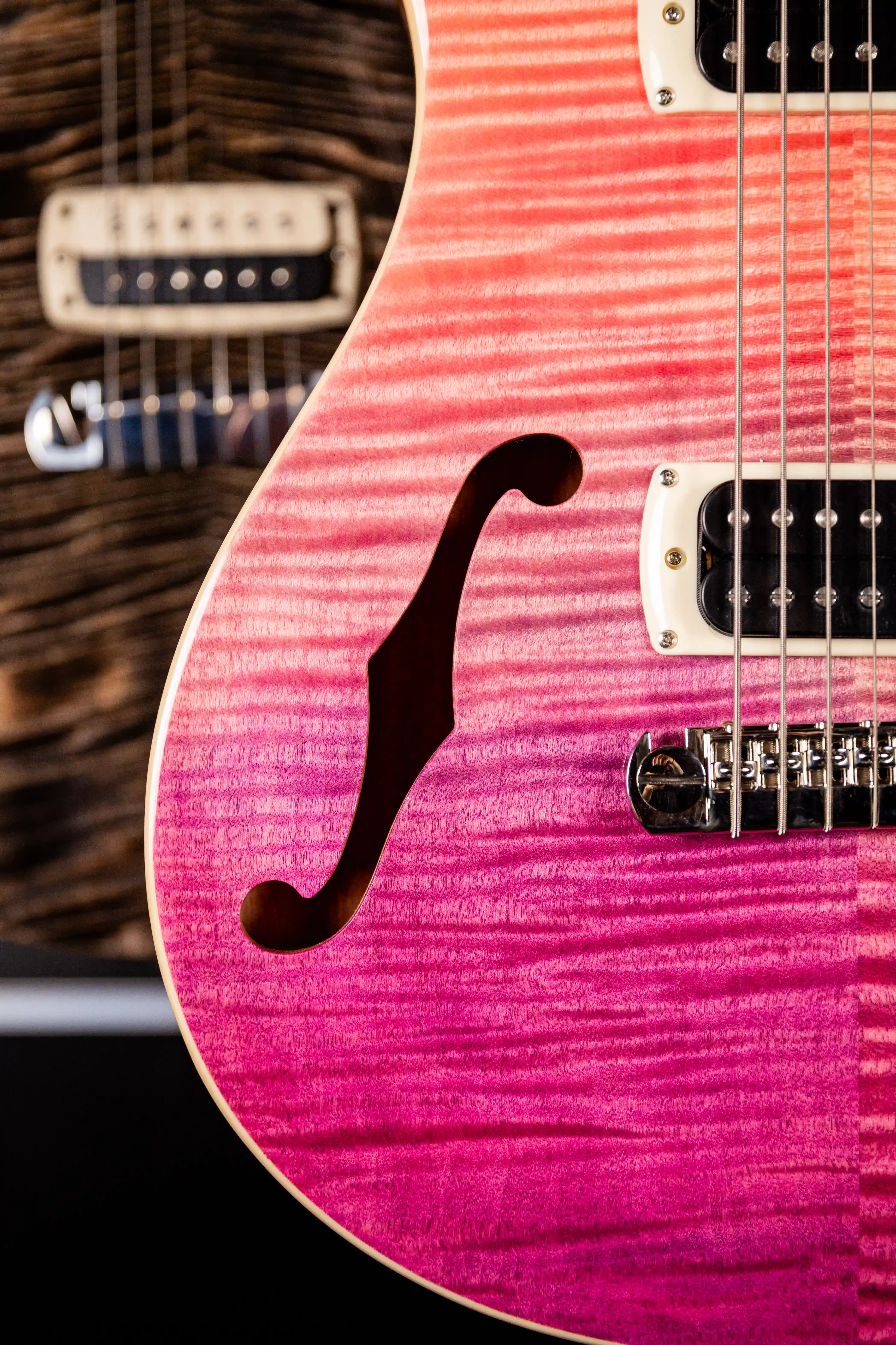 PRS SE Ed Sheeran Pink Ombre Piezzo Baritone Hollowbody