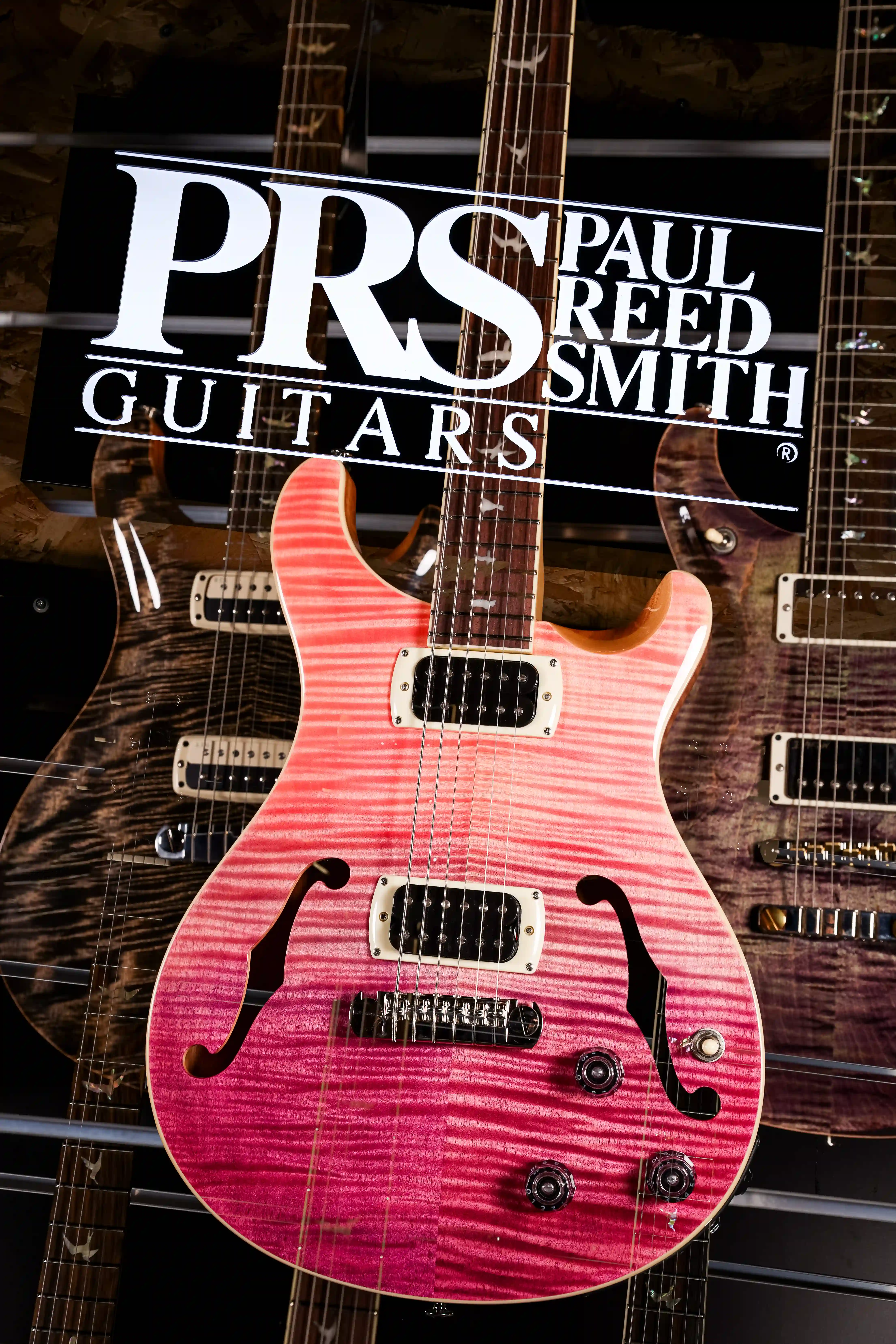 PRS SE Ed Sheeran Pink Ombre Piezzo Baritone Hollowbody