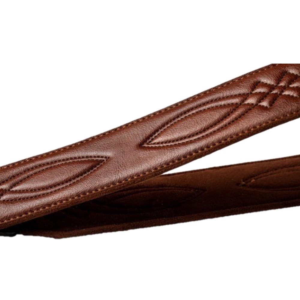 Sangle Taylor en cuir végane 5 cm, marron moyen avec surpiqûres