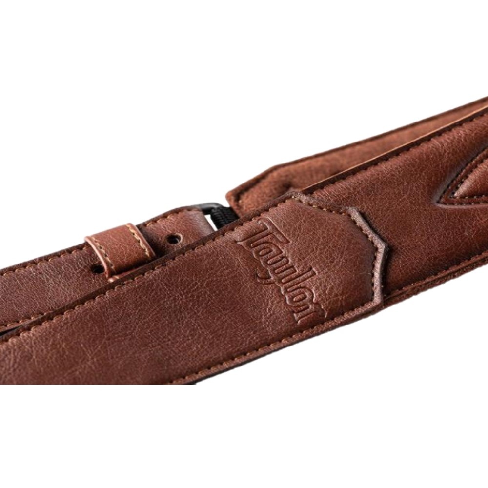 Sangle Taylor en cuir végane 5 cm, marron moyen avec surpiqûres