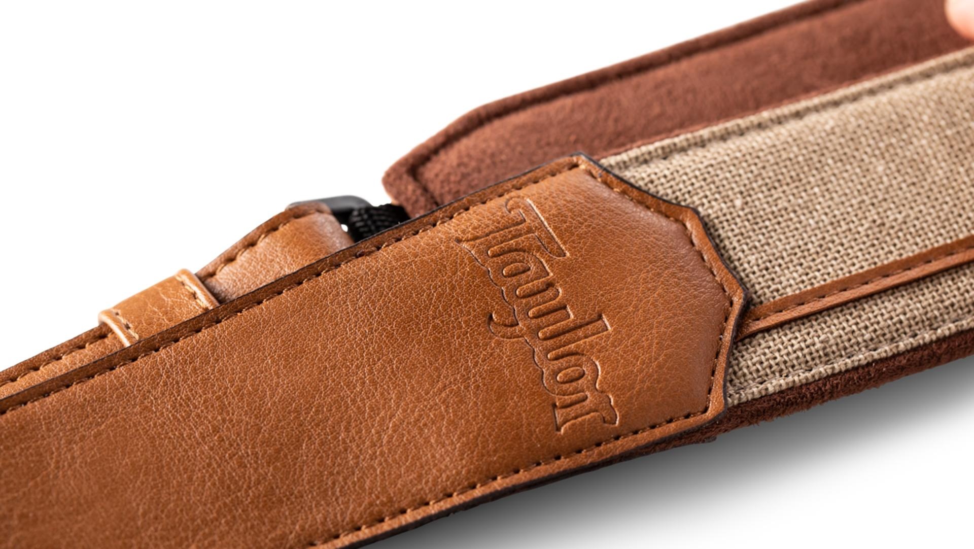 Sangle vegan en similicuir Taylor 2,5'' – Tan avec textile naturel